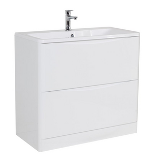 Тумба под раковину напольная с двумя выкатными ящиками ACQUA Bianco Lucido 800x450x810 BelBagno