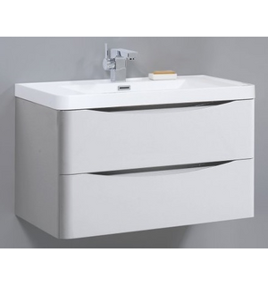 Тумба под раковину подвесная с двумя выкатными ящиками ANCONA-N Bianco Lucido 900x480x450 BelBagno