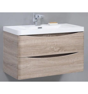 Тумба под раковину подвесная с двумя выкатными ящиками ANCONA-N Rovere Bianco 900x480x450 BelBagno