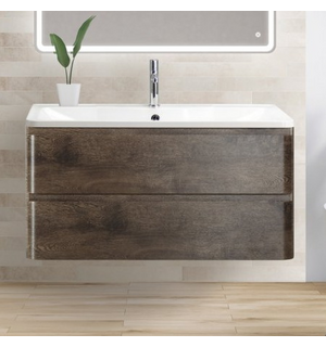 Тумба под раковину подвесная с двумя ящиками ALBANO Robere Nature Grigio 1200x450x500 BelBagno