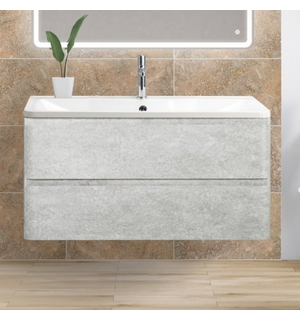 Тумба под раковину подвесная с двумя ящиками ALBANO Cemento Verona Grigio 800x450x500 BelBagno