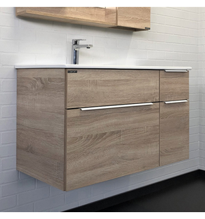 Тумба-умывальник Варна-90 дуб сонома с раковиной 9090EL 00-00009919 Comforty