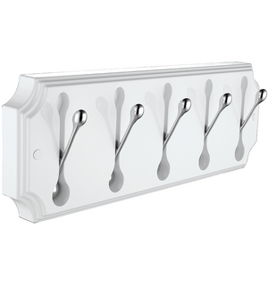 Панель пластик с 5 круглыми крючками HERMITAGE HRM-690-White/Chrome Elghansa
