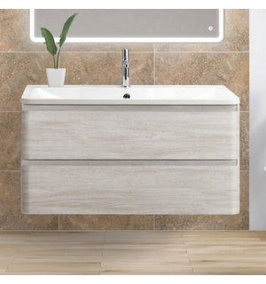Тумба под раковину подвесная с двумя выкатными ящиками ALBANO Rovere Vintage Bianco 1200x450x500