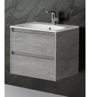 Тумба под раковину подвесная с двумя выкатными ящиками KRAFT Cemento Grigio 600x460x500 BelBagno