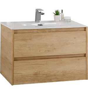 Тумба под раковину подвесная с двумя ящиками KRAFT 39 Rovere Nebrasca Nature 700х390x500 BelBagno