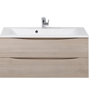 Тумба под раковину подвесная с двумя выкатными ящиками MARINO Rovere Grigio 1000x445x500 BelBagno