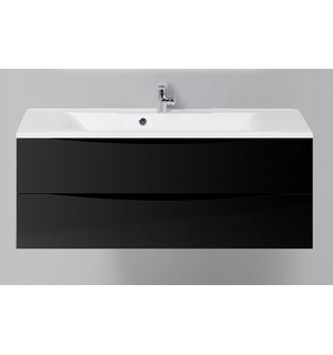 Тумба под раковину подвесная с двумя выкатными ящиками MARINO Nero Lucido 1100x450x500 BelBagno