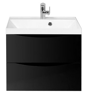 Тумба под раковину подвесная с двумя выкатными ящиками MARINO Nero Lucido 600x450x500 BelBagno