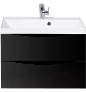 Тумба под раковину подвесная с двумя выкатными ящиками MARINO Nero Lucido 700x450x500 BelBagno