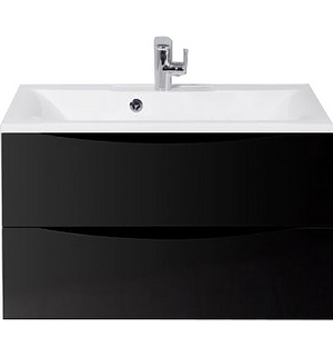 Тумба под раковину подвесная с двумя выкатными ящиками MARINO Nero Lucido 800x450x500 BelBagno
