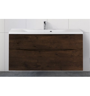 Тумба под раковину подвесная с двумя выкатными ящиками MARINO-H60 Rovere Moro 1100x450x600 BelBagno
