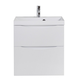 Тумба под раковину подвесная с двумя выкатными ящиками MARINO-H60 Bianco Lucido 600x450x600 BelBagno