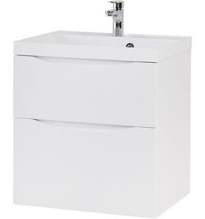 Тумба под раковину подвесная с двумя выкатными ящиками MARINO-H60 Bianco Lucido 700x450x600 BelBagno