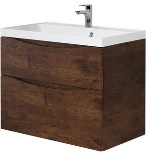 Тумба под раковину подвесная с двумя выкатными ящиками MARINO-H60 Rovere Moro 900x450x600 BelBagno
