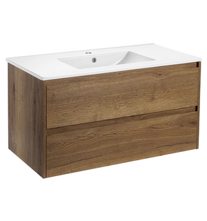 База под раковину Gio 100 подвесная, 2 выкатных ящика soft-close, T.Oak VMC-2G100TO Vincea