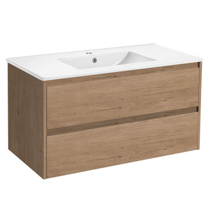 База под раковину Gio 100 подвесная, 2 выкатных ящика soft-close, N.Oak VMC-2G100NO Vincea