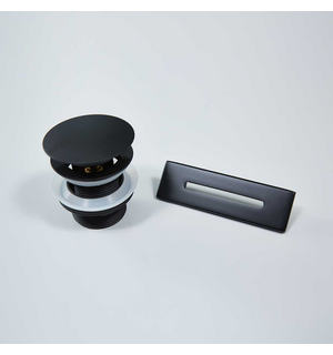 Донный клапан и съемная накладка перелива, цвет черный VDR-4B Vincea