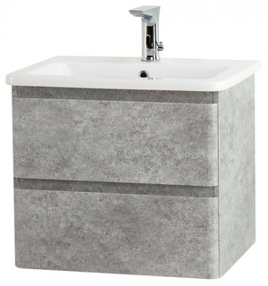 Тумба под раковину подвесная с двумя ящиками ALBANO-CER Cemento Verona Grigio 570x444x500 BelBagno