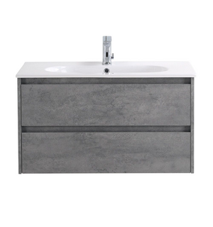 Тумба под раковину подвесная с двумя выкатными ящиками KRAFT Cemento Grigio 900x460x500 BelBagno