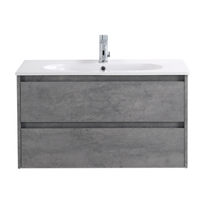 Тумба под раковину подвесная с двумя выкатными ящиками KRAFT Cemento Grigio 800x460x500 BelBagno