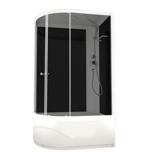 Душевая кабина Delight 128 Slim R high высокий поддон, черная/тонированная, без электрики Domani