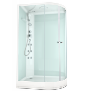 Душевая кабина Delight Slim 128 L низкий поддон белые стенки стекла сатин DS01DS128LLWM10 Domani-Spa