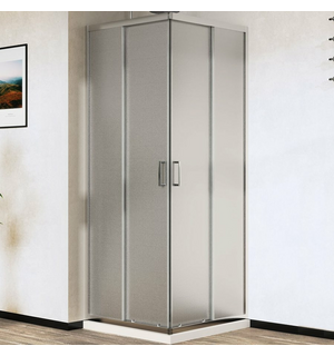 Душевой уголок City 80х80, хром, стекло текстурное VSQ-5CT80MT Vincea