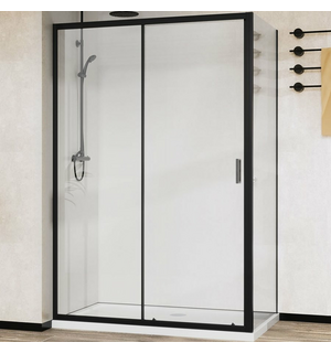 Душевой уголок City 120х90, черный, стекло прозрачное VSR-5CT9012CLB Vincea