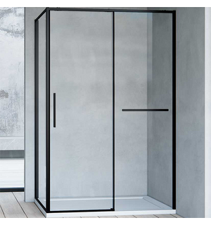 Душевой уголок Slim Soft 140х80, черный, стекло прозрачное VSR-1SS8014CLB Vincea