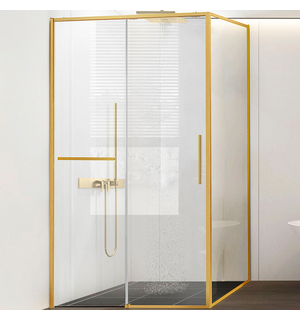 Душевой уголок Slim Soft 120х90, брашированное золото, стекло прозрачное VSR-1SS9012CLG Vincea