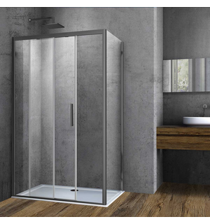 Душевой уголок Soft 110х90, вороненая сталь, стекло прозрачное VSR-3SO9011CLGM Vincea