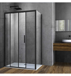 Душевой уголок Soft 140х90, черный, стекло прозрачное VSR-3SO9014CLB Vincea