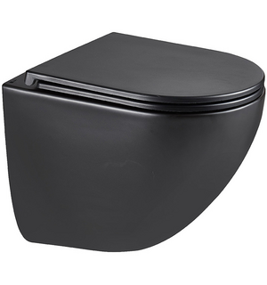 Унитаз подвесной Glazer, безободковый с сиденьем микролифт, смыв Торнадо 3.0,черный матовый Lemark