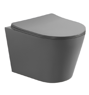 Унитаз подвесной безоободковый Вега AQ1905-MG с сиденьем микролифт Aquatek