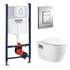 Инсталляция Grohe Rapid SL (кнопка квадрат) + Подвесной унитаз с сиденьем LOTO BelBagno