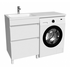 Тумба с умывальником напольная для стиральной машины с ящиками, 120 см, правая, белая, Optima Home